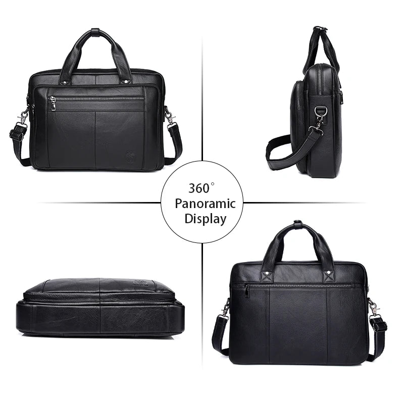 "SCHLATUM Luxury Men's Business Briefcase - Sleek 16" Genuine Leather Laptop & Office Bag