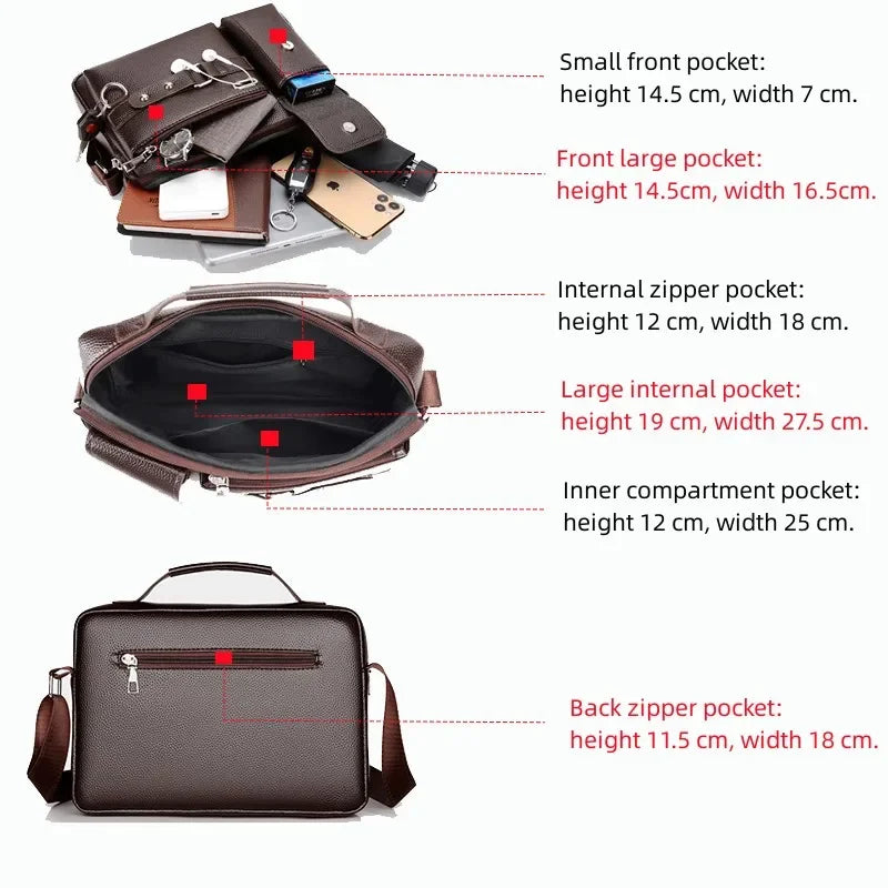 Sophisticated Anti-Theft Waterproof PU Versatile Business and Sports Tote for Men