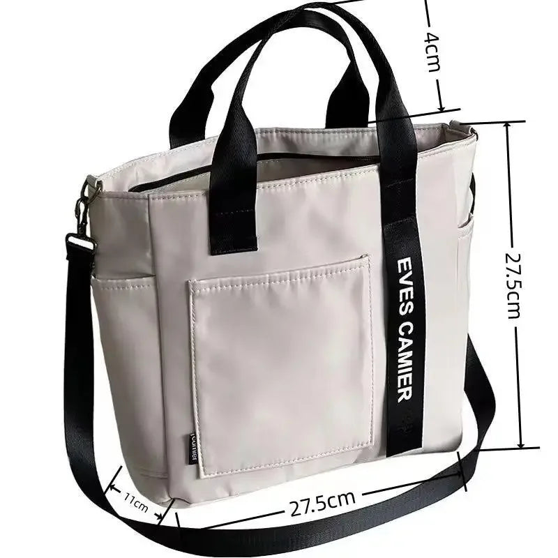 Stylish and Simple Canvas Large Capacity Waterproof Nylon Shoulder Bag