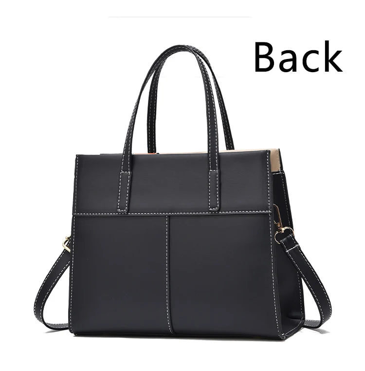 Elegant Large Capacity Patchwork Handbag with Adjustable Strap for Stylish Women