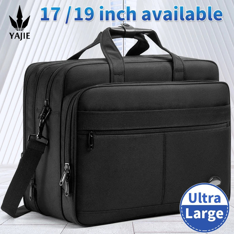 Ultimate Large Capacity Business Briefcase - Versatile 15.6"-19" Laptop Bag for Men, Stylish Canvas Messenger and Shoulder Bag