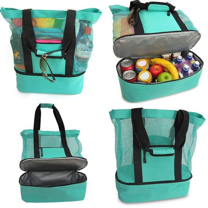 Waterproof High Capacity Double Layer Heat Preservation Mesh Picnic & Beach Storage Tote