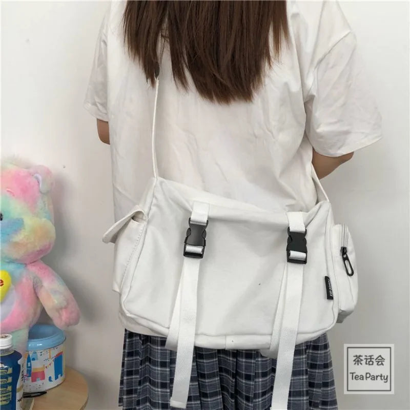 Elegant Japanese Harajuku Large Capacity Canvas Messenger Bag for Women