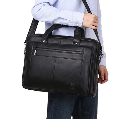 "SCHLATUM Luxury Men's Business Briefcase - Sleek 16" Genuine Leather Laptop & Office Bag