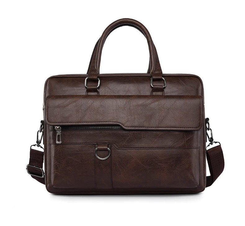 Luxury Leather Men's Handbag - Elite Briefcase and Messenger Bag for Laptops and A4 Documents