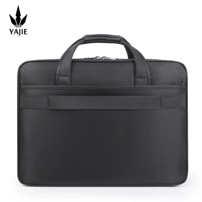 Commanding Presence: Large-Capacity Business Briefcase for 15.6" to 19" Laptops - Waterproof Canvas Office Bag for Men