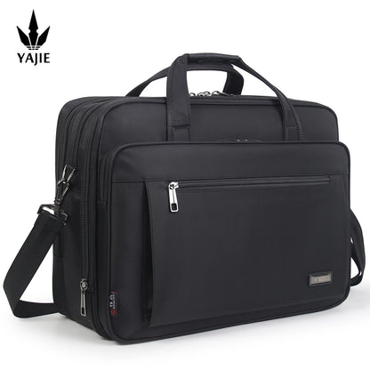 Commanding Presence: Large-Capacity Business Briefcase for 15.6" to 19" Laptops - Waterproof Canvas Office Bag for Men