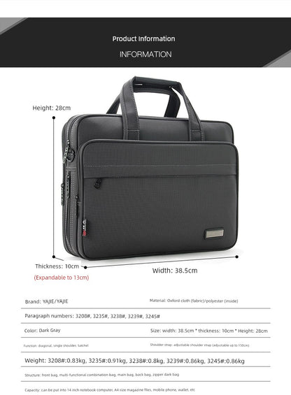 Essential Waterproof Business Canvas Satchel - Sleek 14-Inch Work Briefcase