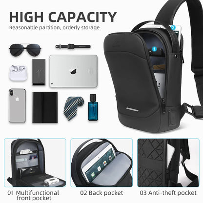 Sophisticated HK Multifunction Waterproof Fashionable Shoulder Messenger for Men, Fits 11” Devices