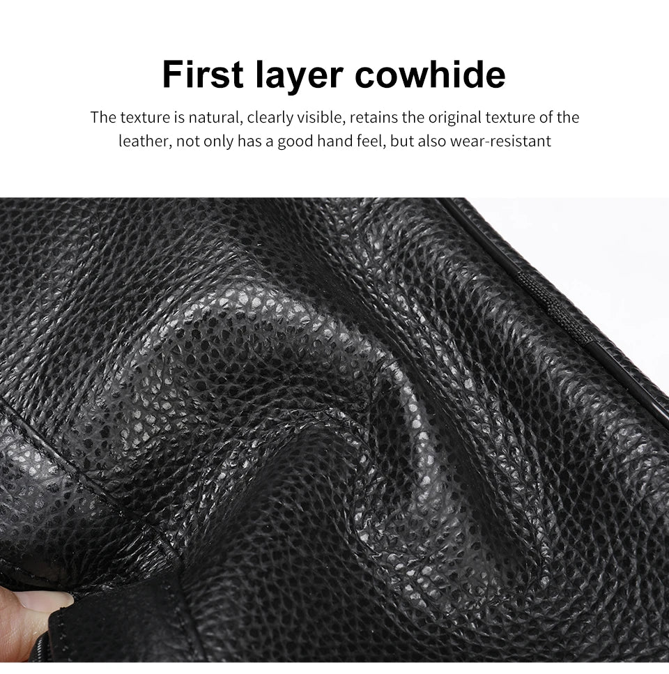 Sophisticated Genuine Black Cowhide Leather Business Messenger Bag for Men