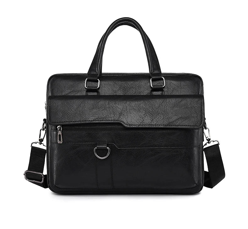 Luxury Leather Men's Handbag - Elite Briefcase and Messenger Bag for Laptops and A4 Documents